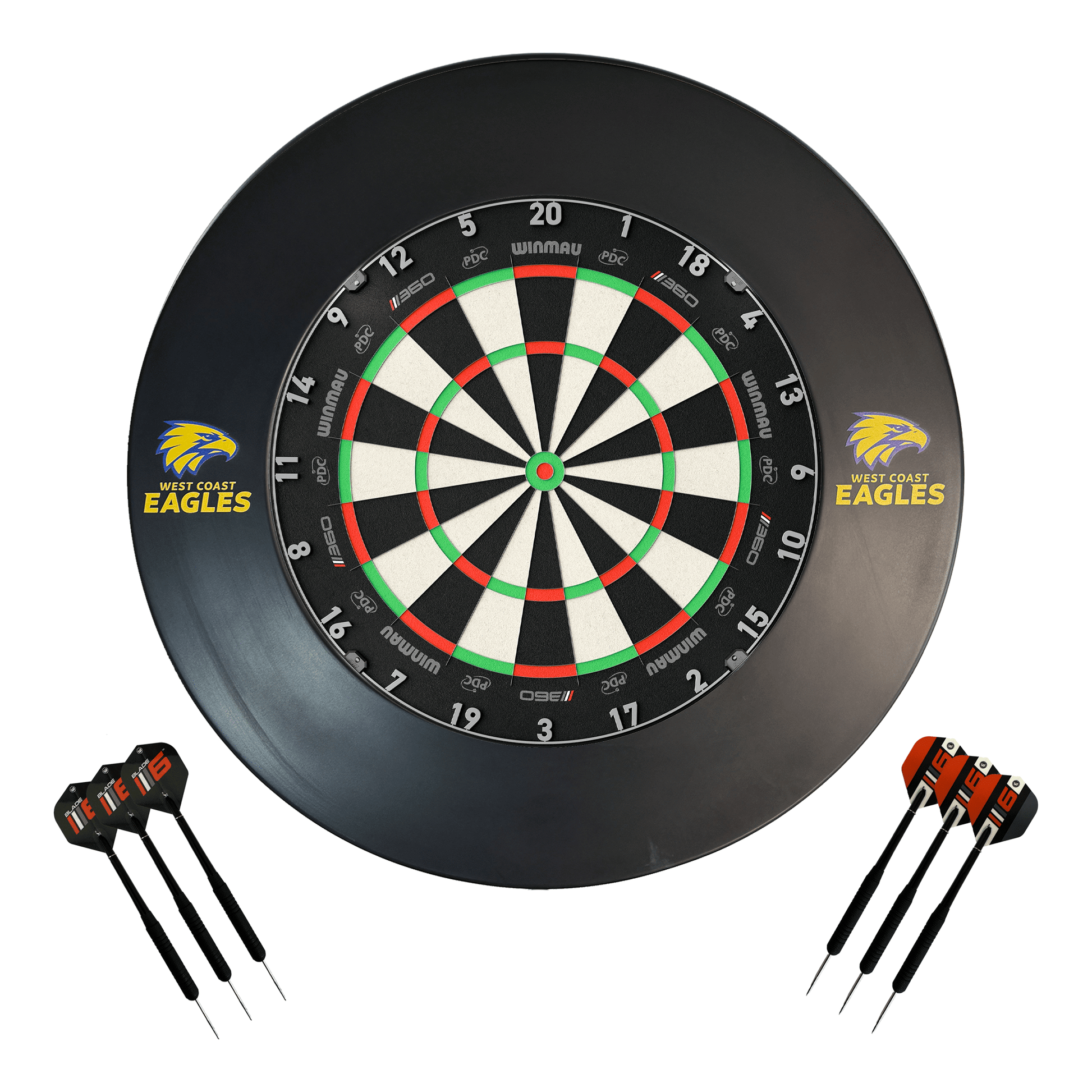 AFL Blade 360 Dartboard, Official AFL Surround & Darts - Complete Darts Set Blade 360 / West Coast Eagles Boards