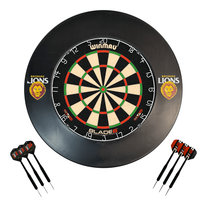 AFL Blade 6 Dartboard, Official AFL Surround & Darts - Complete Darts Set Blade 6 / Brisbane Lions Boards