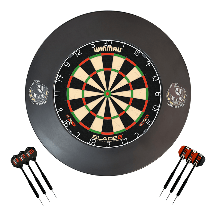 AFL Blade 6 Dartboard, Official AFL Surround & Darts - Complete Darts Set Blade 6 / Collingwood Magpies Boards
