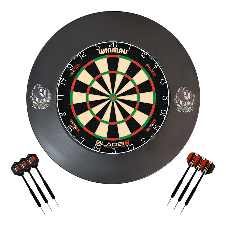 AFL Blade 6 Dartboard, Official AFL Surround & Darts - Complete Darts Set Blade 6 Dual Core / Collingwood Magpies Boards