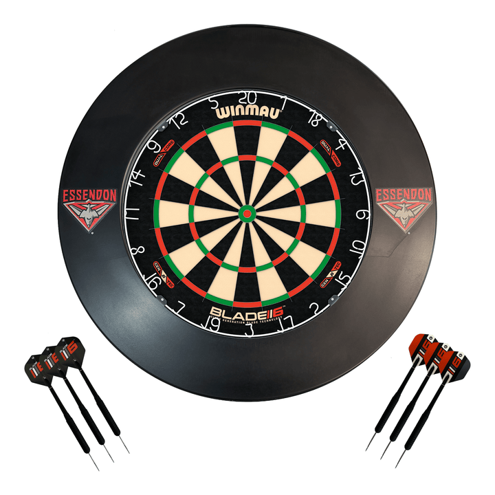 AFL Blade 6 Dartboard, Official AFL Surround & Darts - Complete Darts Set Blade 6 Dual Core / Essendon Bombers Boards