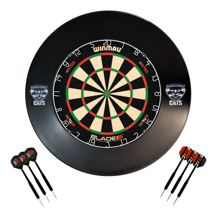 AFL Blade 6 Dartboard, Official AFL Surround & Darts - Complete Darts Set Blade 6 Dual Core / Geelong Cats Boards