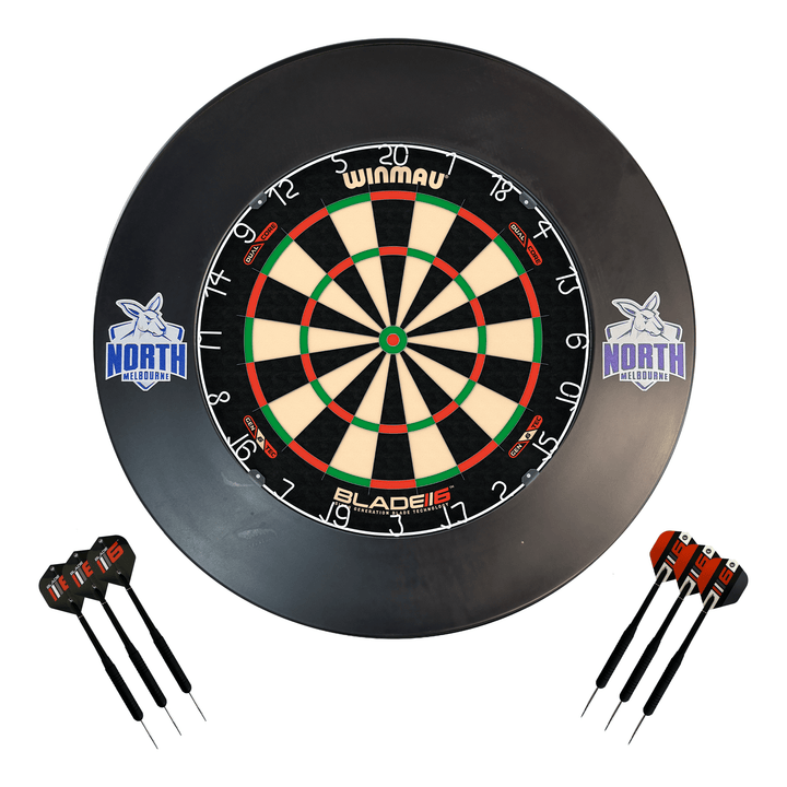 AFL Blade 6 Dartboard, Official AFL Surround & Darts - Complete Darts Set Blade 6 Dual Core / North Melbourne Kangaroos Boards