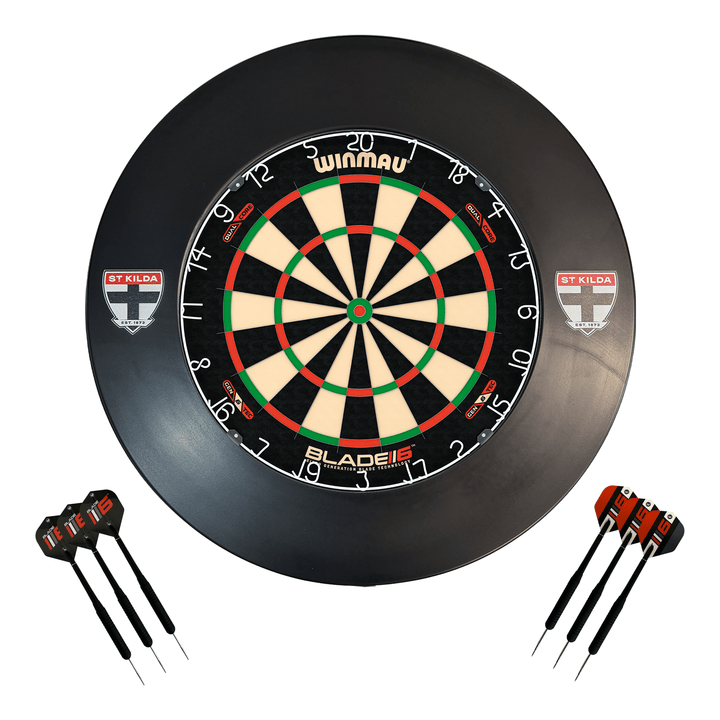 AFL Blade 6 Dartboard, Official AFL Surround & Darts - Complete Darts Set Blade 6 Dual Core / St. Kilda Saints Boards