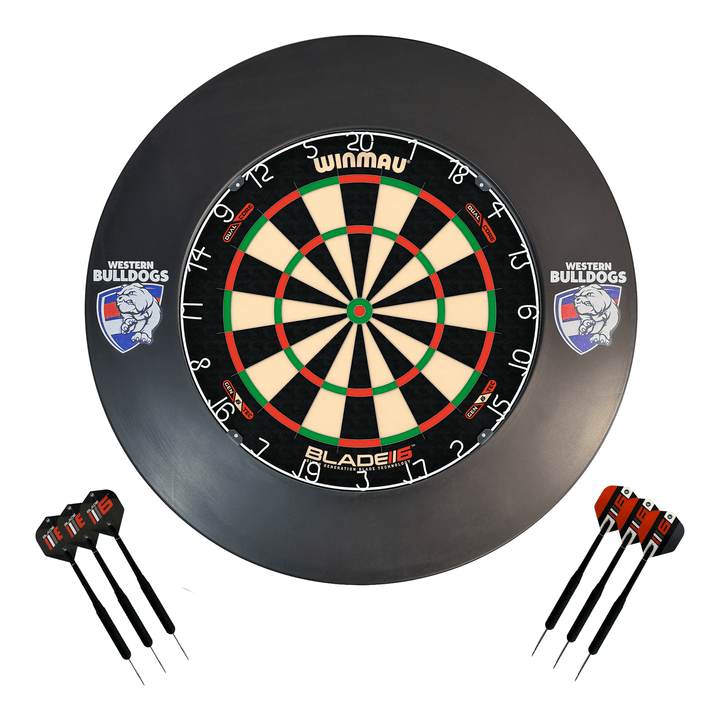AFL Blade 6 Dartboard, Official AFL Surround & Darts - Complete Darts Set Blade 6 Dual Core / Western Bulldogs Boards