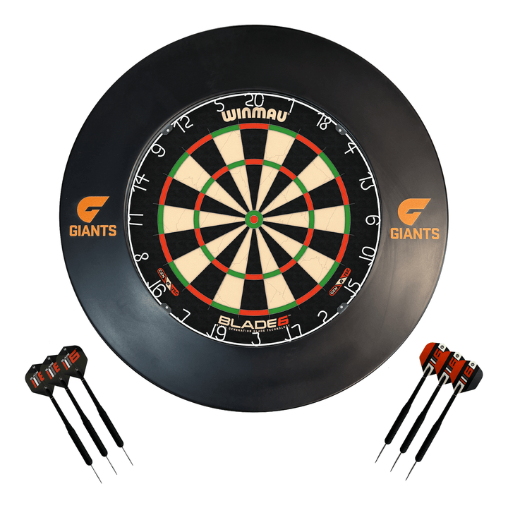 AFL Blade 6 Dartboard, Official AFL Surround & Darts - Complete Darts Set Blade 6 / GWS Giants Boards