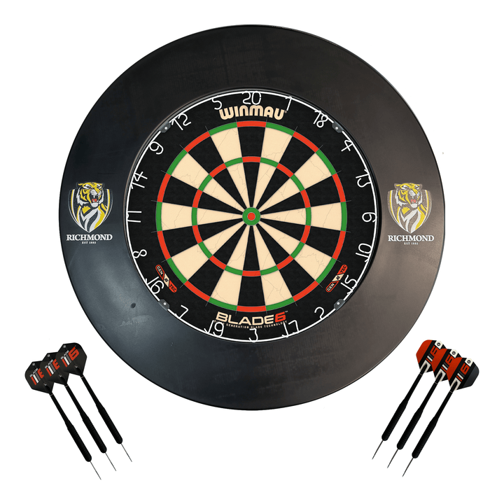 AFL Blade 6 Dartboard, Official AFL Surround & Darts - Complete Darts Set Blade 6 / Richmond Tigers Boards