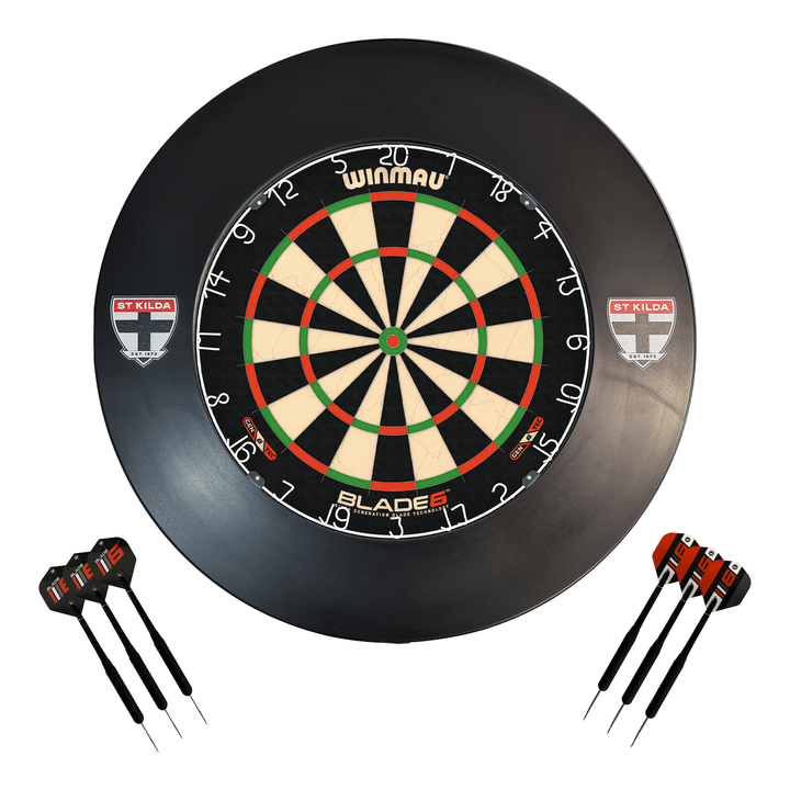 AFL Blade 6 Dartboard, Official AFL Surround & Darts - Complete Darts Set Blade 6 / St. Kilda Saints Boards