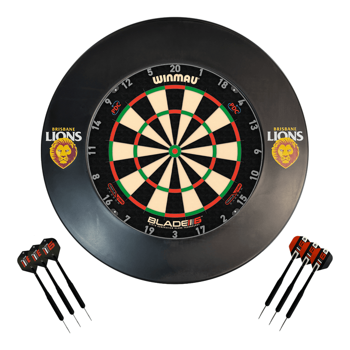 AFL Blade 6 Dartboard, Official AFL Surround & Darts - Complete Darts Set Blade 6 Triple Core / Brisbane Lions Boards