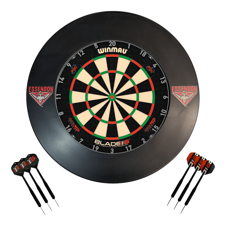AFL Blade 6 Dartboard, Official AFL Surround & Darts - Complete Darts Set Blade 6 Triple Core / Essendon Bombers Boards