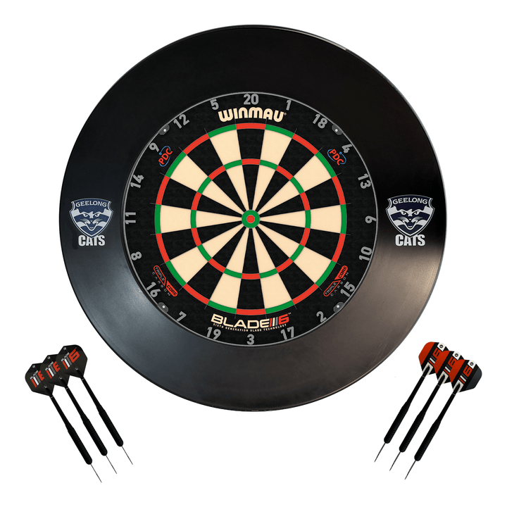 AFL Blade 6 Dartboard, Official AFL Surround & Darts - Complete Darts Set Blade 6 Triple Core / Geelong Cats Boards