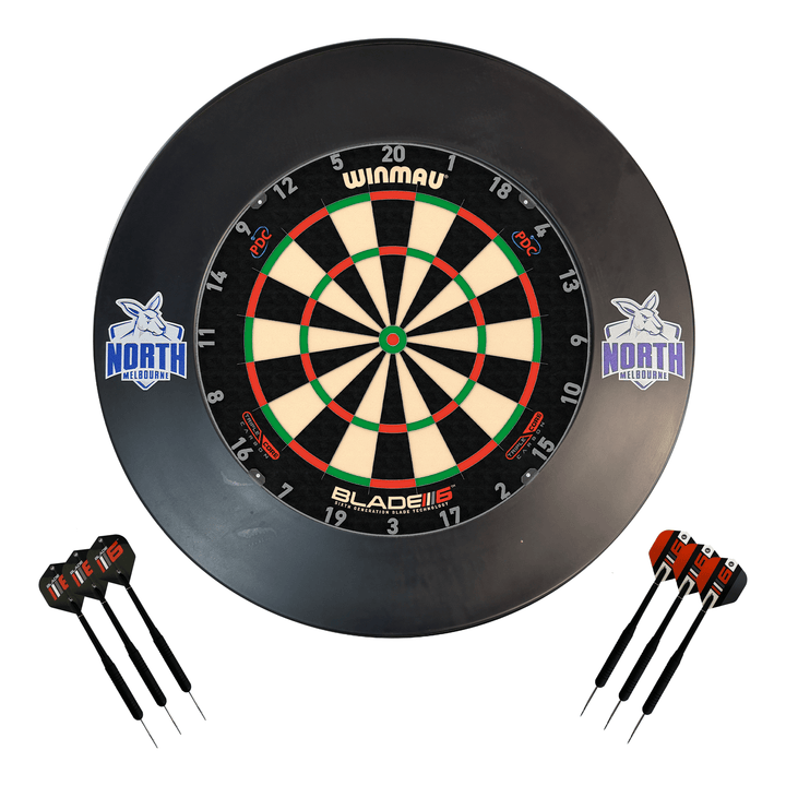 AFL Blade 6 Dartboard, Official AFL Surround & Darts - Complete Darts Set Blade 6 Triple Core / North Melbourne Kangaroos Boards