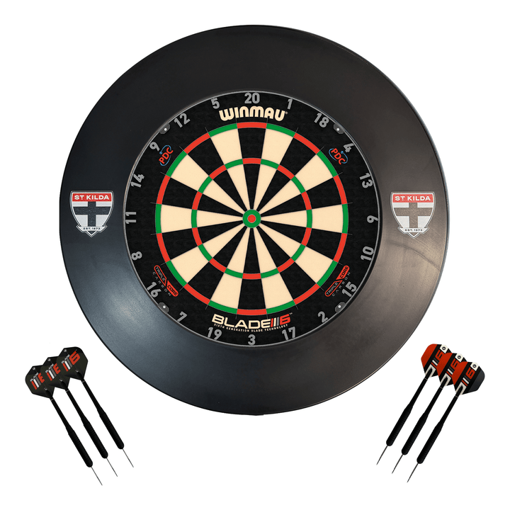AFL Blade 6 Dartboard, Official AFL Surround & Darts - Complete Darts Set Blade 6 Triple Core / St. Kilda Saints Boards