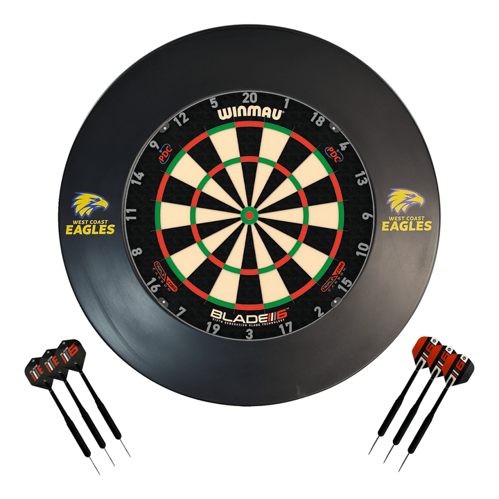 AFL Blade 6 Dartboard, Official AFL Surround & Darts - Complete Darts Set Blade 6 Triple Core / West Coast Eagles Boards