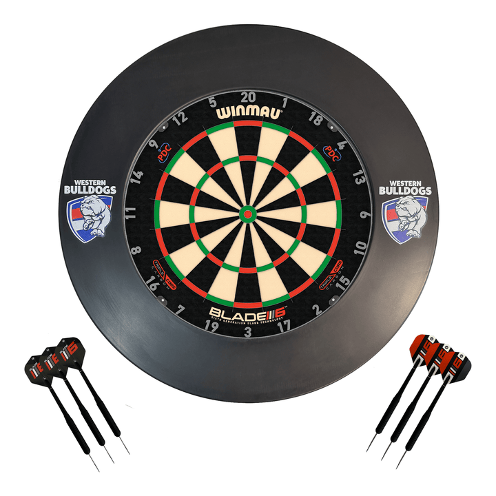 AFL Blade 6 Dartboard, Official AFL Surround & Darts - Complete Darts Set Blade 6 Triple Core / Western Bulldogs Boards