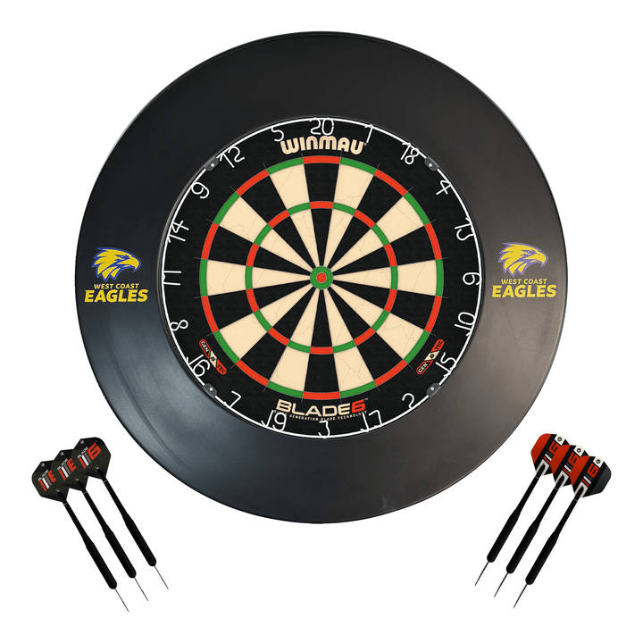 AFL Blade 6 Dartboard, Official AFL Surround & Darts - Complete Darts Set Blade 6 / West Coast Eagles Boards