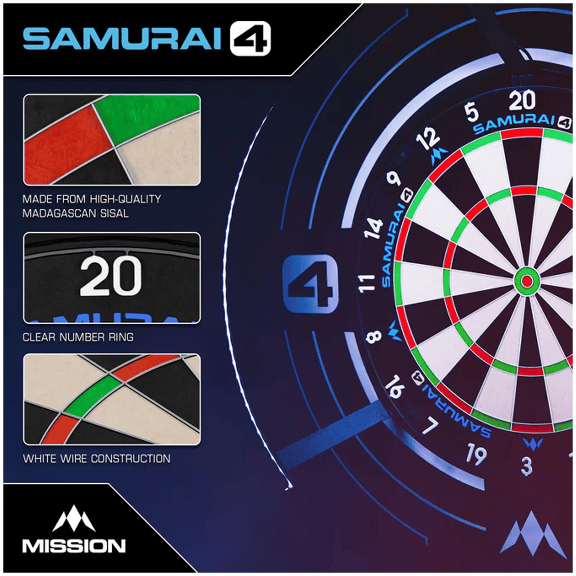 dartsonlinecomau Samurai 4 Dartboard, Surround & Torus 100 Light Bundle product