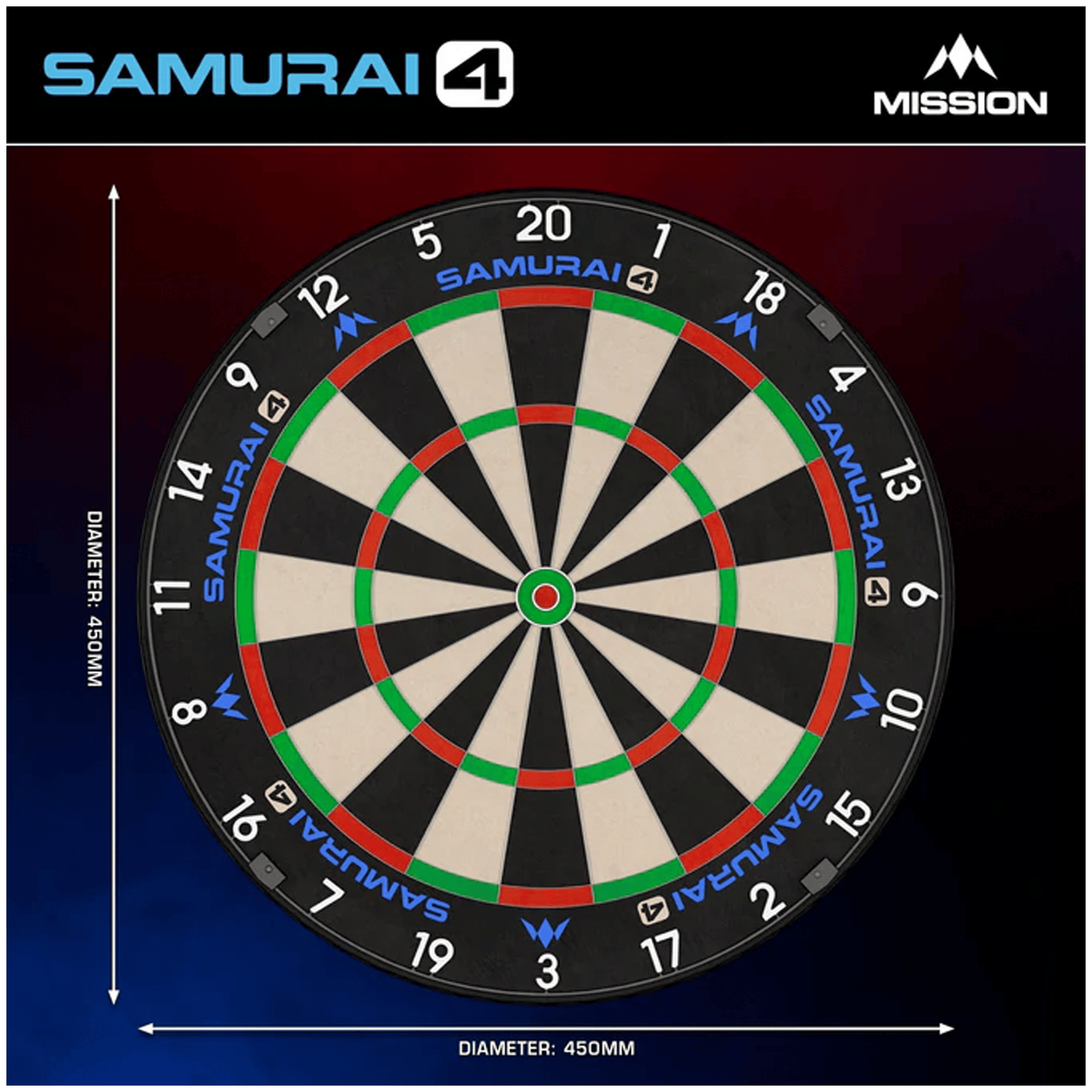 dartsonlinecomau Samurai 4 Dartboard, Surround & Torus 100 Light Bundle product