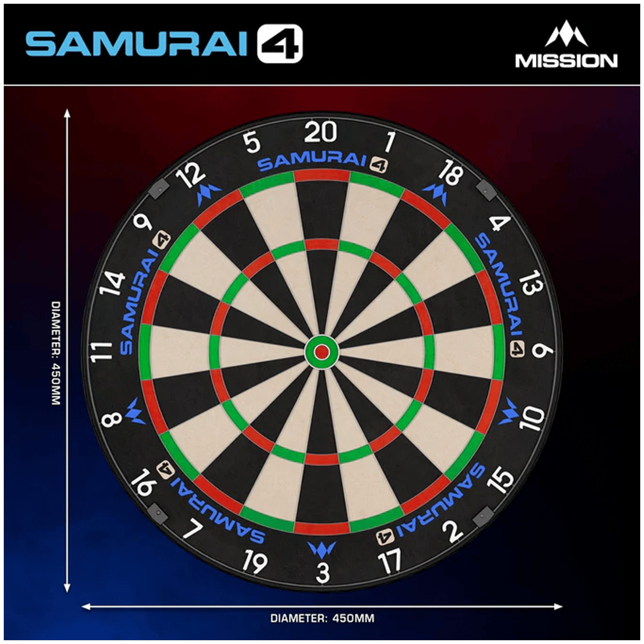 dartsonlinecomau Samurai 4 Dartboard, Surround & Torus 100 Light Bundle product