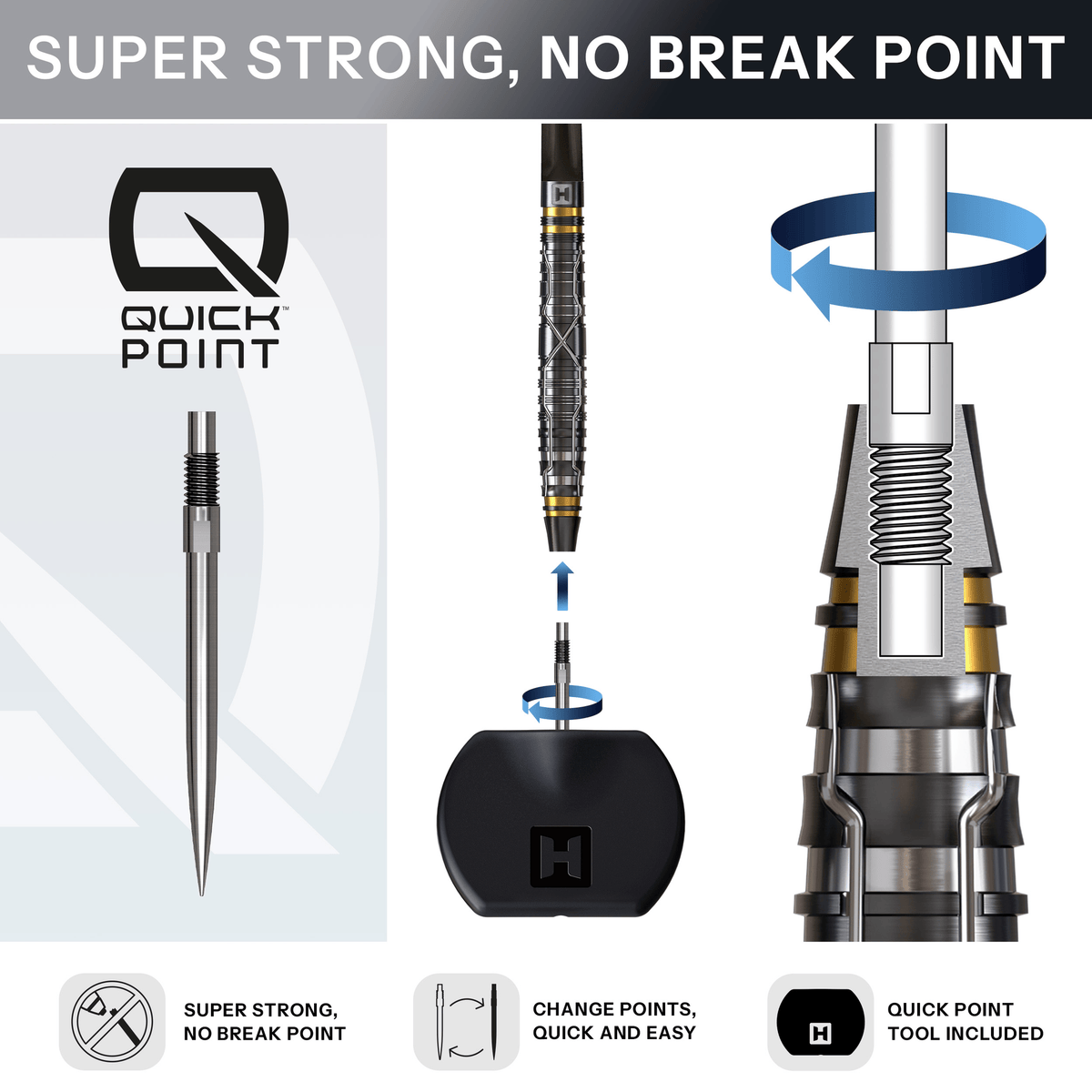 Harrows NX Luxe Tapered Quick Point - 90% Tungsten Steel Tip Darts Darts
