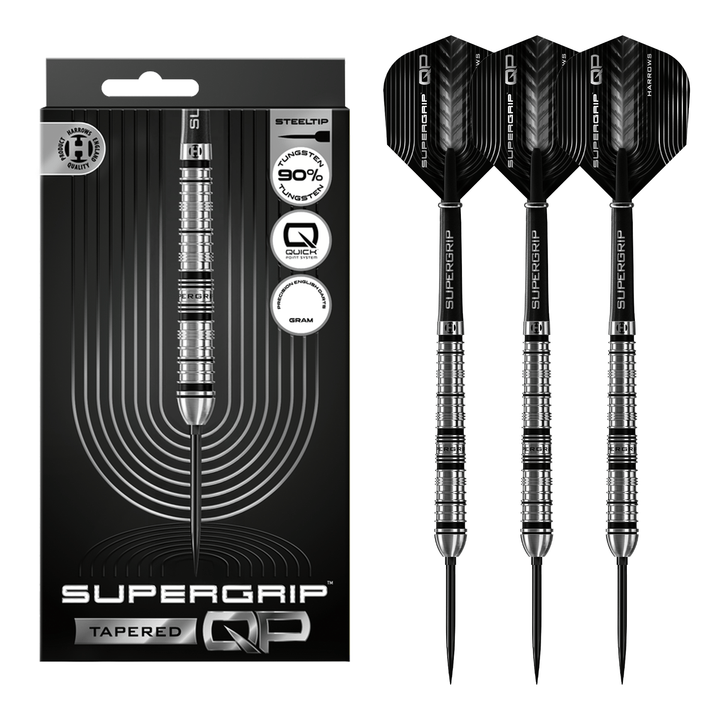 Harrows Supergrip Tapered Quick Point - 90% Tungsten Steel Tip Darts 22 Grams Darts