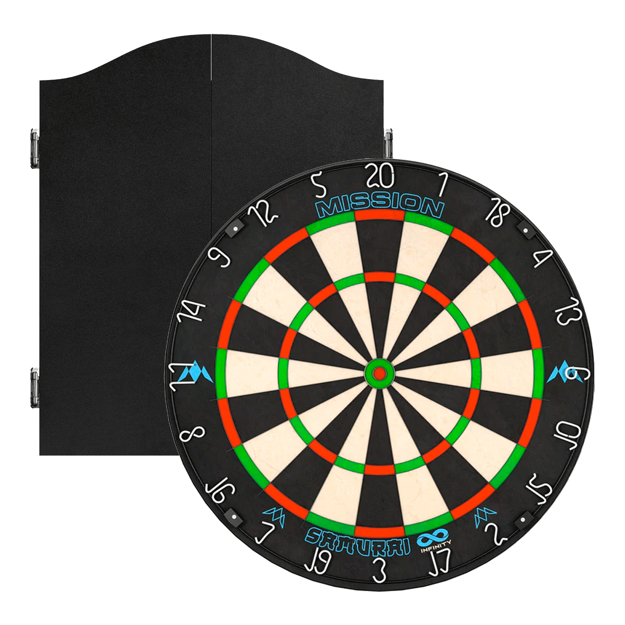 Mission Samurai Infinity Dartboard & Cabinet Bundle Black Boards