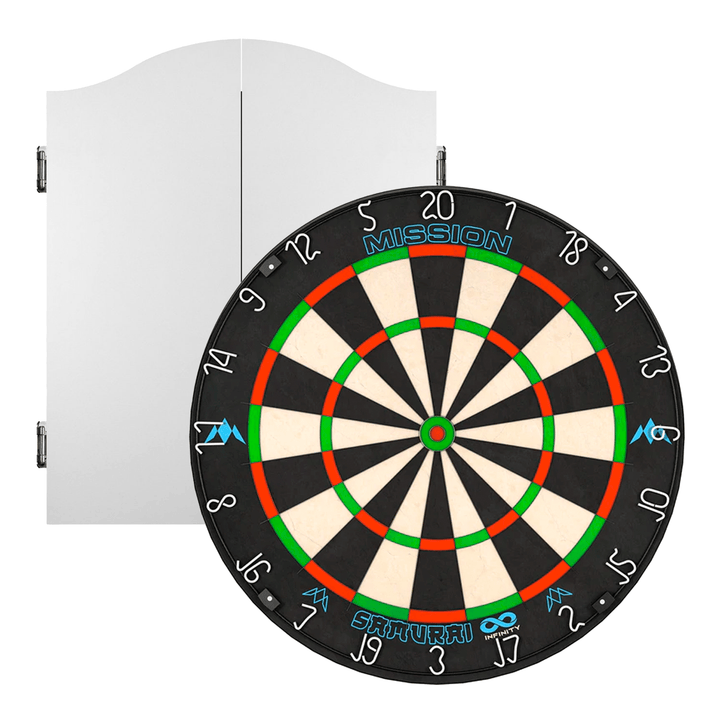 Mission Samurai Infinity Dartboard & Cabinet Bundle White Boards