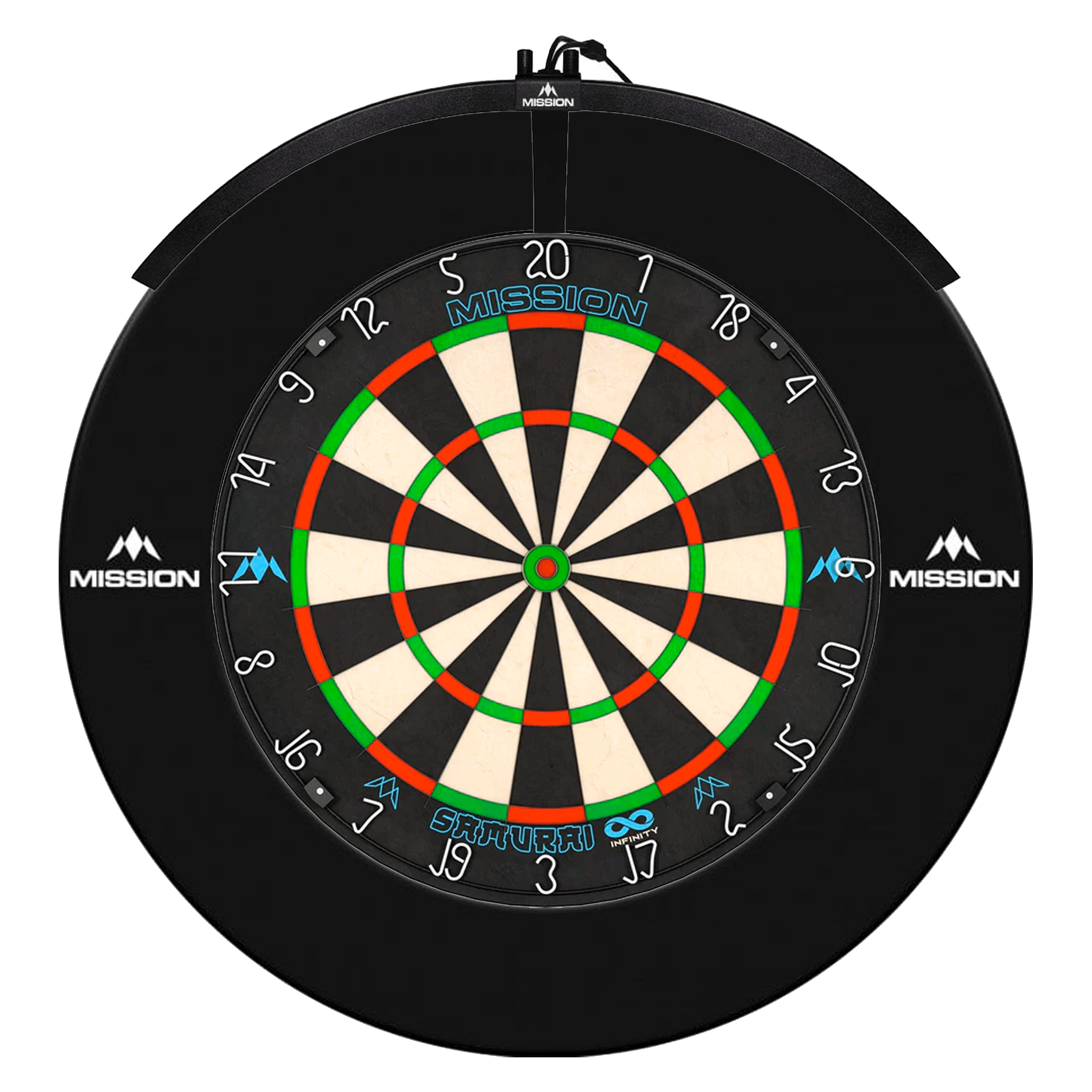 Mission Samurai Infinity Dartboard, Surround & Light Bundle Black / Torus 100 Boards