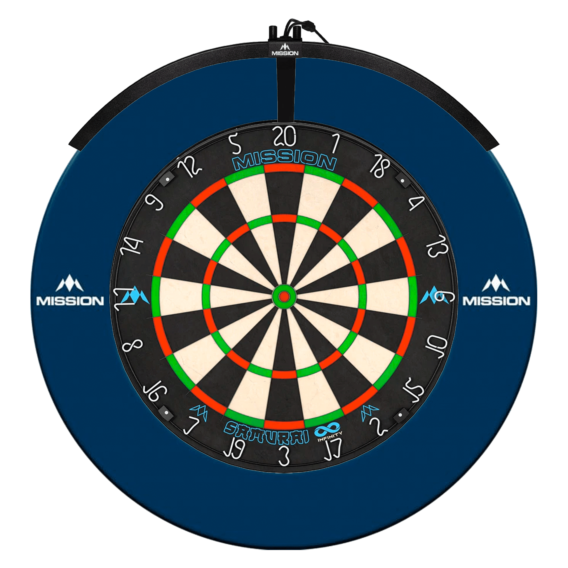 Mission Samurai Infinity Dartboard, Surround & Light Bundle Blue / Torus 100 Boards
