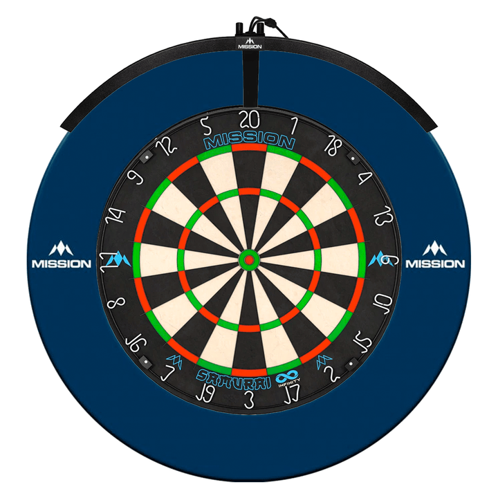 Mission Samurai Infinity Dartboard, Surround & Light Bundle Blue / Torus 100 Boards