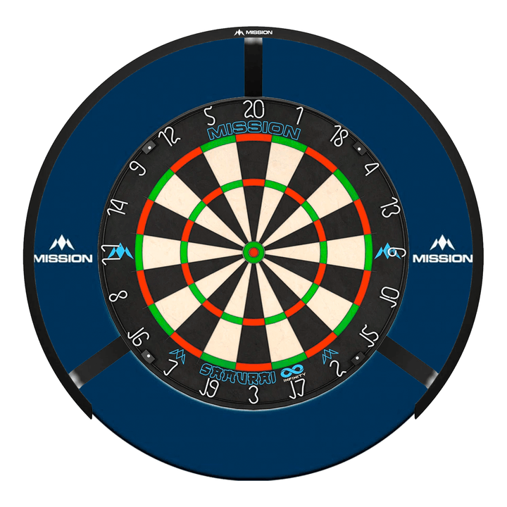 Mission Samurai Infinity Dartboard, Surround & Light Bundle Blue / Torus 270 Boards