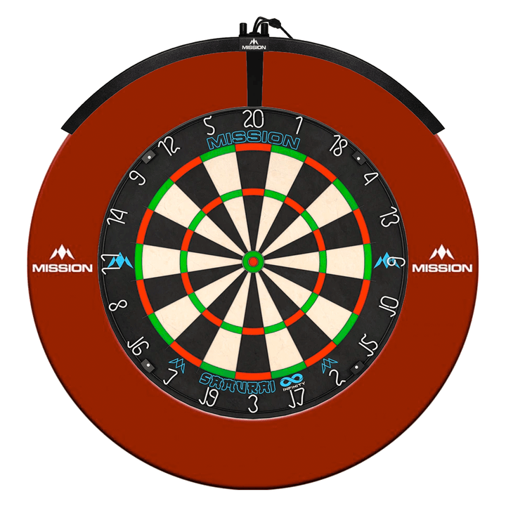 Mission Samurai Infinity Dartboard, Surround & Light Bundle Red / Torus 100 Boards