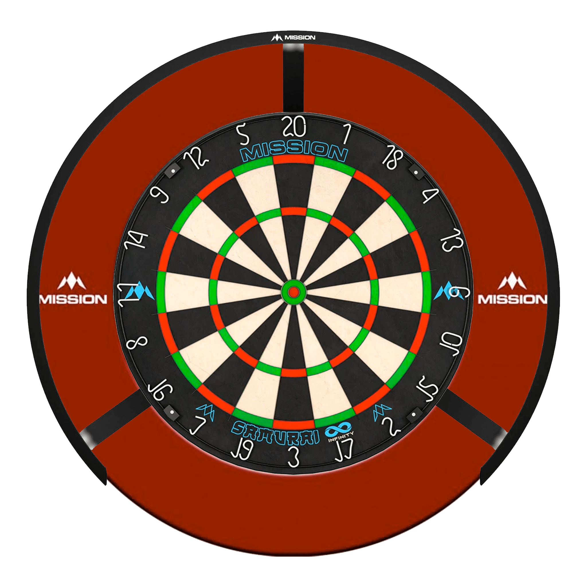 Mission Samurai Infinity Dartboard, Surround & Light Bundle Red / Torus 270 Boards
