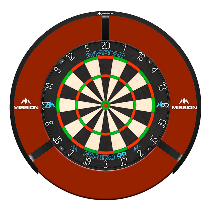 Mission Samurai Infinity Dartboard, Surround & Light Bundle Red / Torus 270 Boards