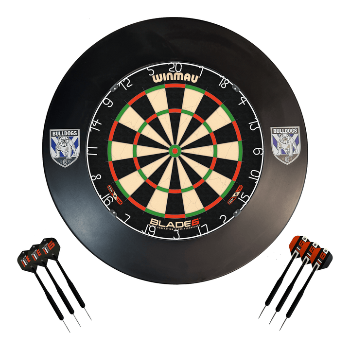 NRL Blade 6 Dartboard, Official NRL Surround & Darts - Complete Darts Set Blade 6 / Canterbury Bulldogs Boards