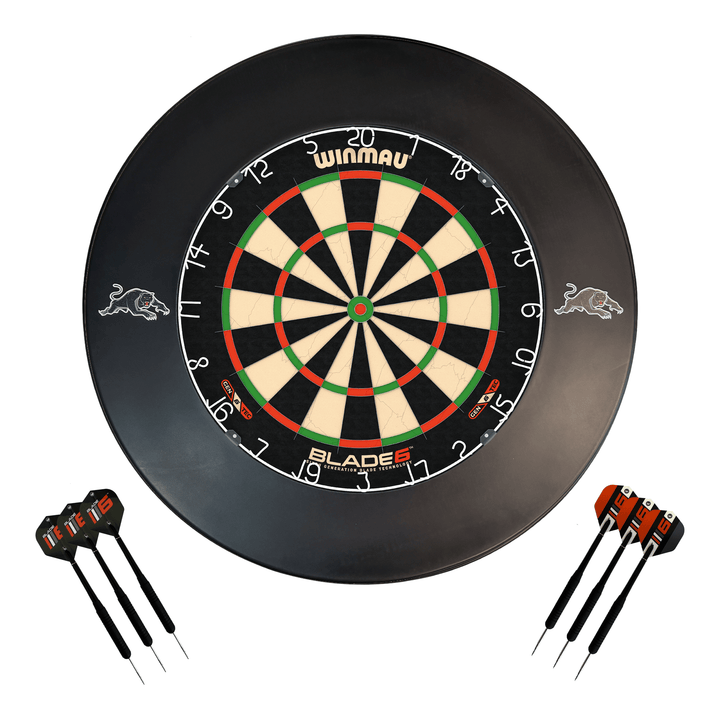 NRL Blade 6 Dartboard, Official NRL Surround & Darts - Complete Darts Set Blade 6 / Penrith Panthers Boards