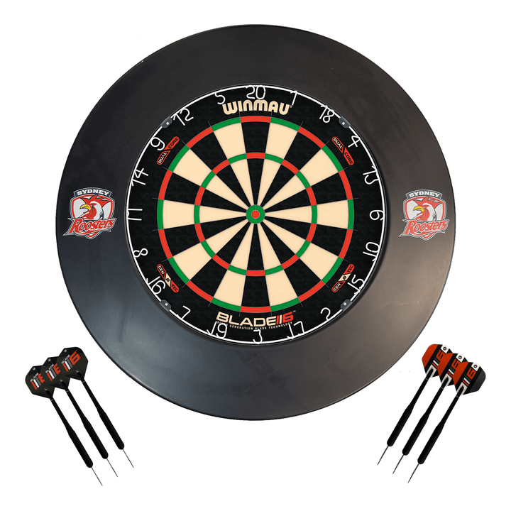 NRL Blade 6 Dartboard, Official NRL Surround & Darts - Complete Darts Set Boards