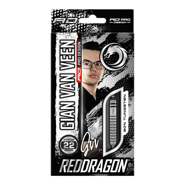 Red Dragon Gian Van Veen Tour Edition - 90% Tungsten Steel Tip Darts 22 Grams Darts