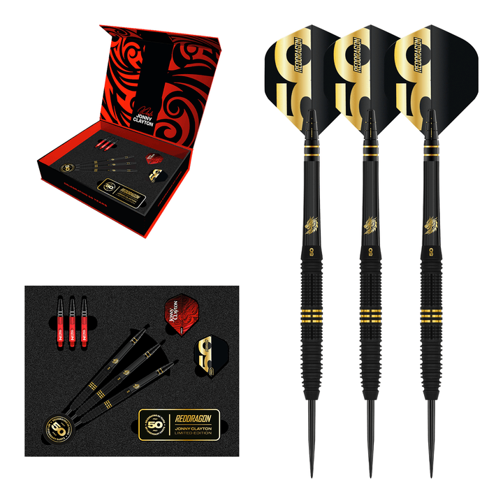 Red Dragon Jonny Clayton 50 Year Player Limited Edition - 90% Tungsten Steel Tip Darts 22 Grams Darts