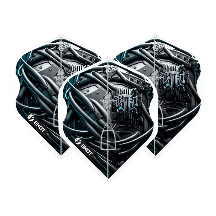 Shot AI Cyberpunk - Moulded Dart Flights L-Style / Red Flights