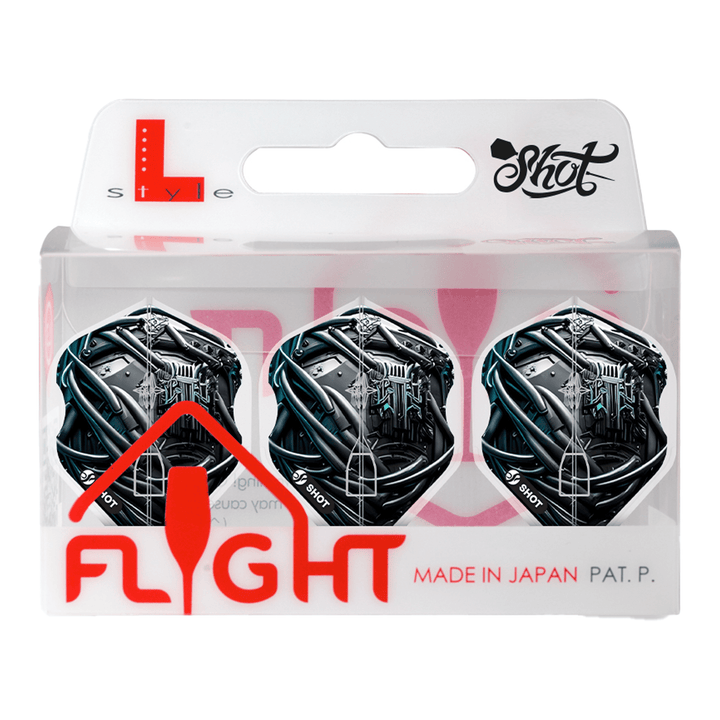 Shot AI Cyberpunk - Moulded Dart Flights L-Style / Red Flights