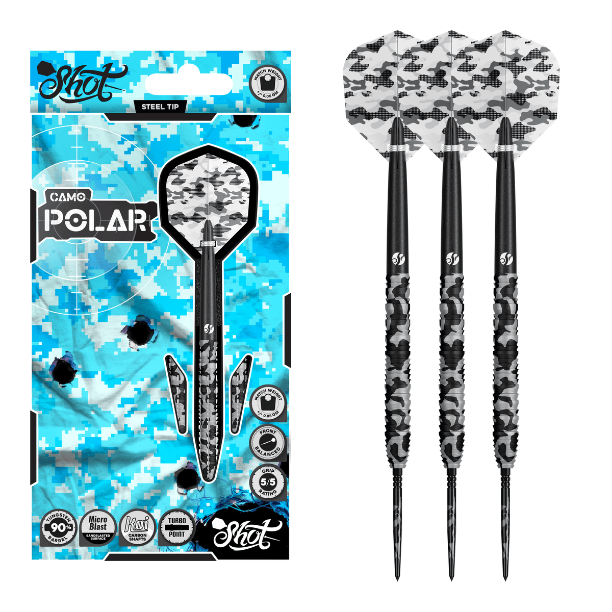 Shot Camo Polar Turbo Point - 90% Tungsten Steel Tip Darts 23 Grams Darts