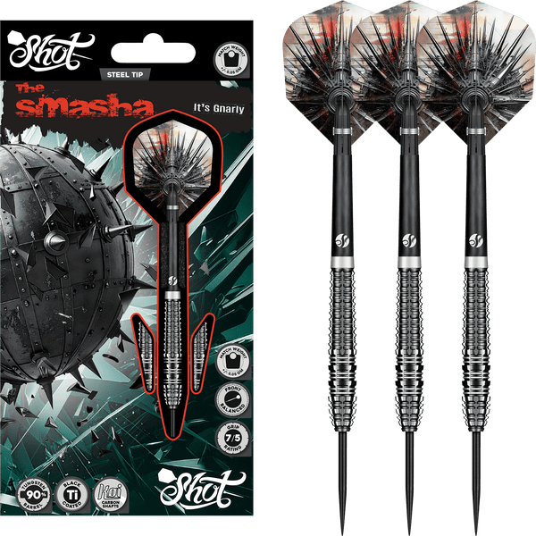 Shot Gnarly Smasha - 90% Tungsten Steel Tip Darts 23 Grams Darts