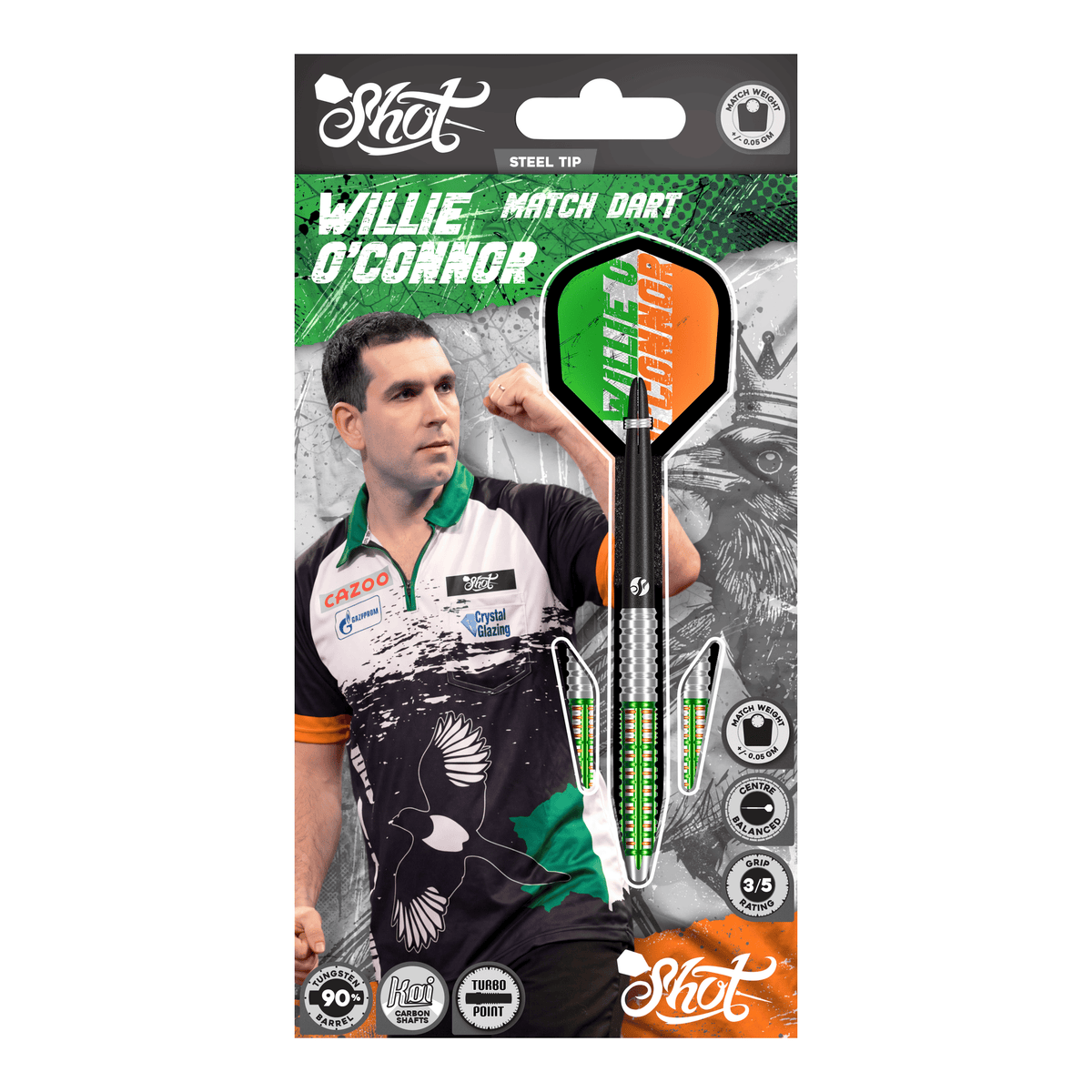 Shot Willie O'Connor Pro Series Turbo Point - 90% Tungsten Steel Tip Darts Darts