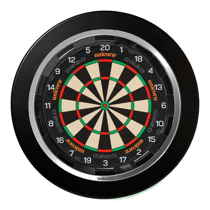 Unicorn Eclipse Ultra Dartboard, Surround & Solar Flare Light Bundle Ultra 2.0 / Black / Solar Flare Boards