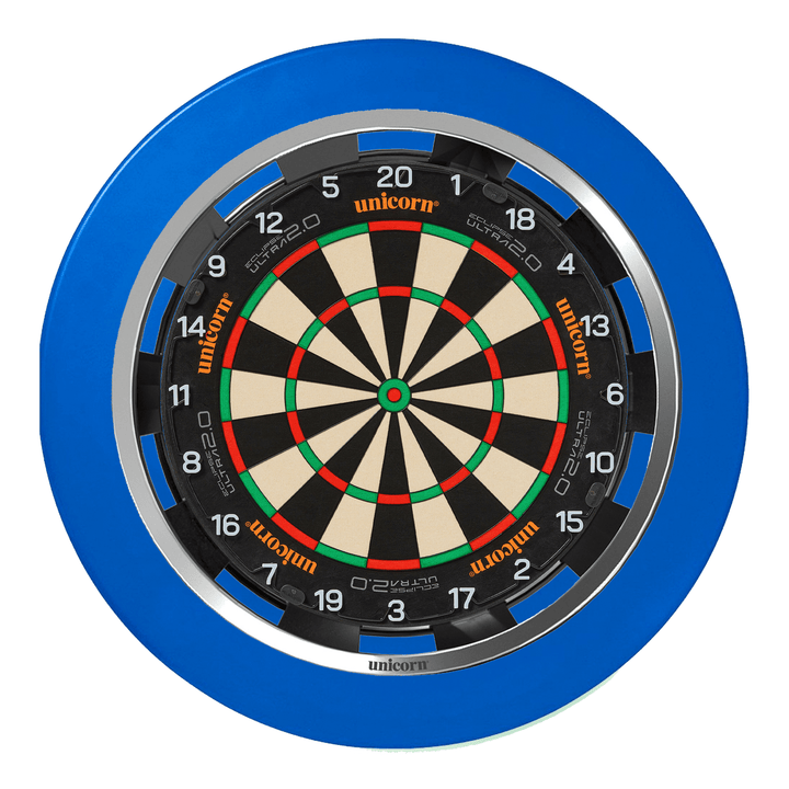 Unicorn Eclipse Ultra Dartboard, Surround & Solar Flare Light Bundle Ultra 2.0 / Blue / Solar Flare Boards