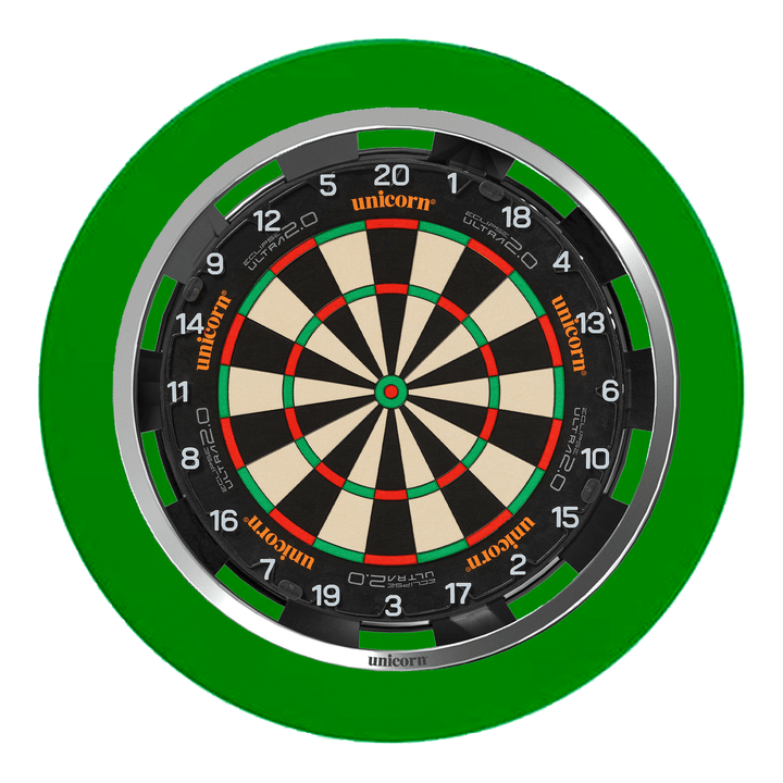 Unicorn Eclipse Ultra Dartboard, Surround & Solar Flare Light Bundle Ultra 2.0 / Green / Solar Flare Boards
