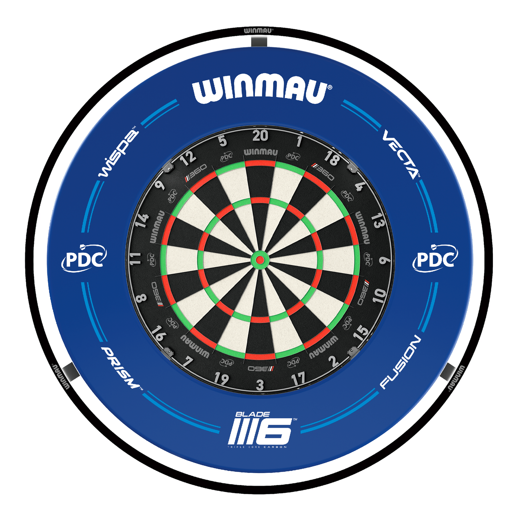 Winmau Blade 360 Dartboard, Surround & Plasma Light Bundle Dartboard Bundles