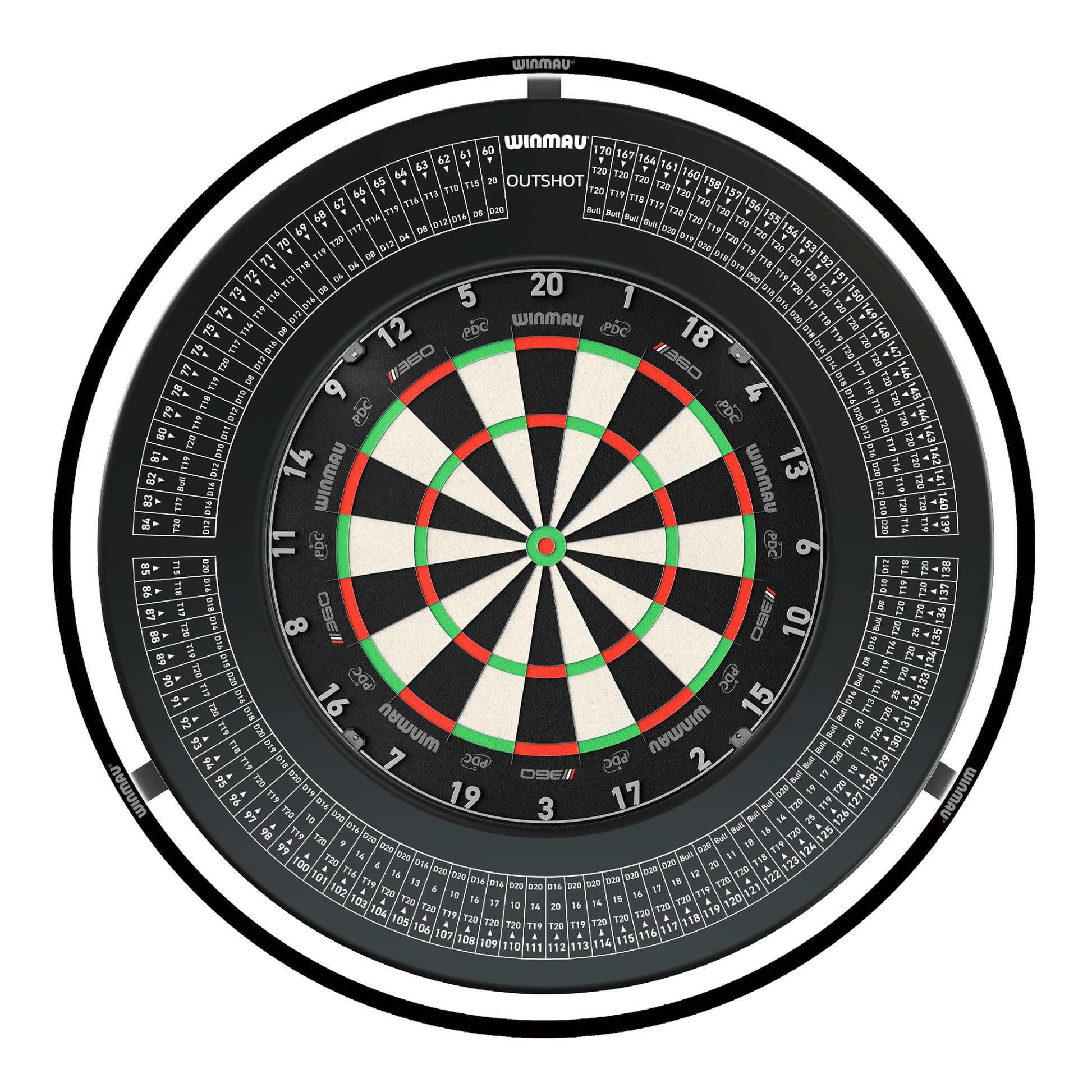 Winmau Blade 360 Dartboard, Surround & Plasma Light Bundle Dartboard Bundles