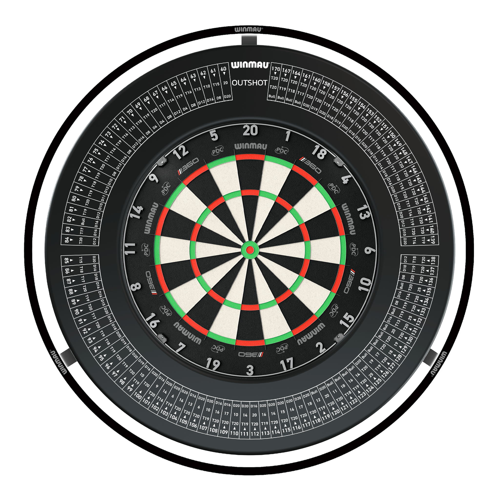 Winmau Blade 360 Dartboard, Surround & Plasma Light Bundle Dartboard Bundles